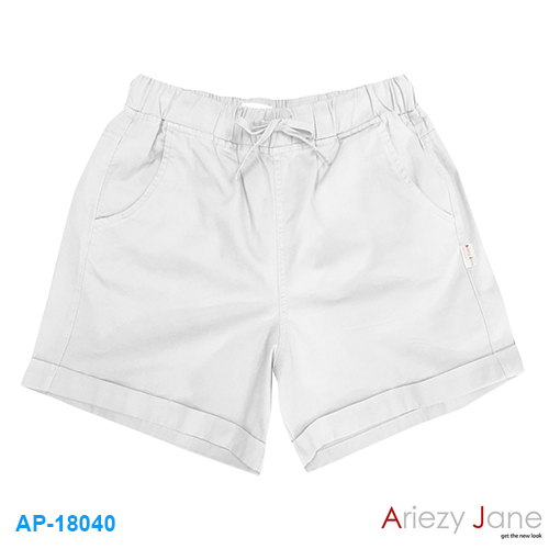 กางเกงขาสั้น พับขาเบิ้ล สีขาว AP-18046A