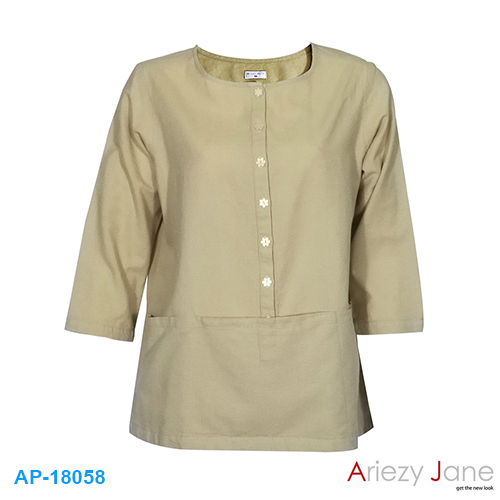 เสื้อทรง Tunic ผ้าลินินผสม AJ-18058