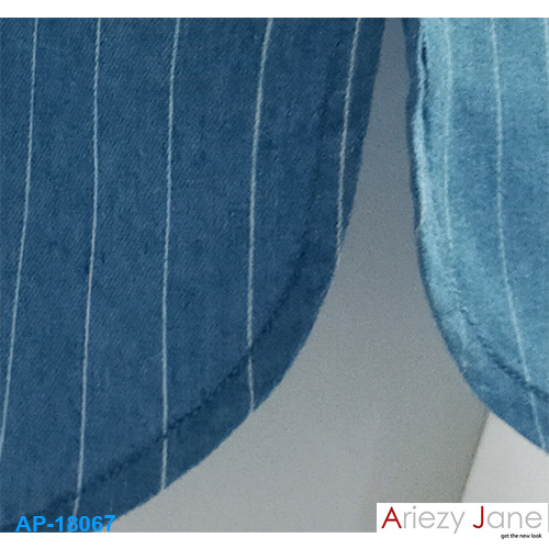 ชุดกระโปรง ยีนส์ริ้วแขนสั้น AJ-18067 3