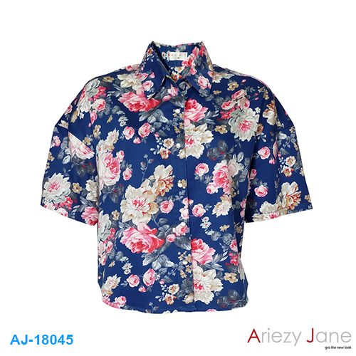 เสื้อเชิ้ต แขนสั้นลายดอก AJ-18045