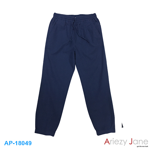 กางเกงขายาว ผ้าลินิน จั๊มปลายขา AP-18049