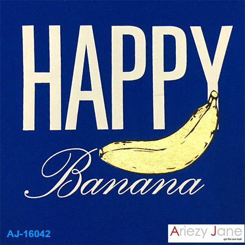 เสื้อยืดคอกลม พิมพ์ลาย HAPPY AJ16042 1