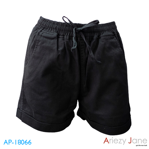 กางเกงขาสั้นผูกเอว ผ้าญี่ปุ่น สีดำ AP-18066 A