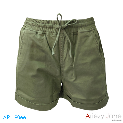 กางเกงขาสั้นผูกเอว ผ้าญี่ปุ่น สีเขียว AP-18066 B
