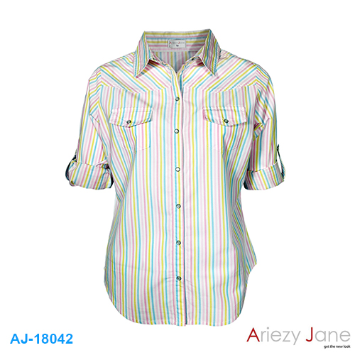 เสื้อเชิ้ต ริ้วหลากสี AJ-18042