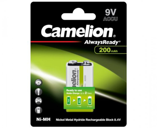 Camelion 9V Batteries Rechargable ถ่านชาร์จขนาด 9V คลายประจุช้า มิลลิแอมป์สูงใช้ได้นาน 200 mAh 