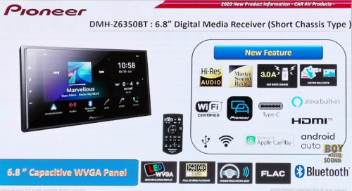 Pioneer DMH Z6350bt Digital Media Car Receiver 6.8inches short chasis type (ชนิดตัวบอดี้สั้น ติดตั้ง