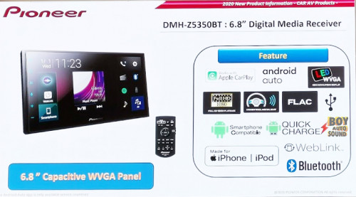 Pioneer DMH Z5350bt Digital Media Receiver 6.8 inches จอคาปาซิทีฟ สีสันคมชัด มาพร้อมใช้งาน apple car 2