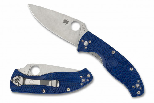 มีดพับ Spyderco Tenacious Lightweight Folding Knife S35VN Plain Blade, Blue FRN Handles (C122PBL)