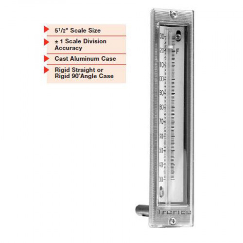 TRERICE Econo Thermometer Aluminium Case ,Scale 5-1/2 Inch. Stem Length 2 Inch.  Straight Type