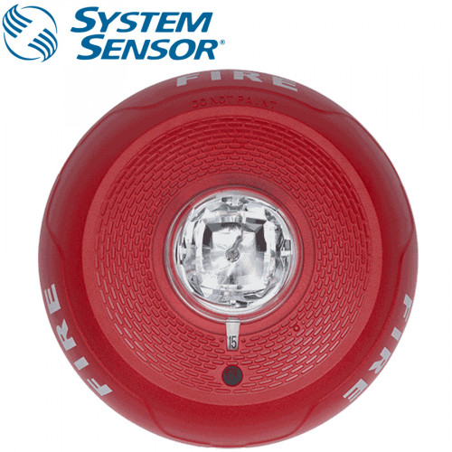 SYSTEM SENSOR Strobe Selectable Candela Ceiling ,Red Compact Model. SCRL