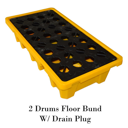 พาเลทรองสารเคมี 2 Drums Floor Bund W/ Drain Plug Model. STRMDTSSBF2D
