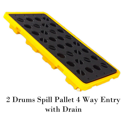 พาเลทรองสารเคมี 2 Drums Spill Pallet 4 Way Entry with Drain Model. STRMDTSSBP2FWD