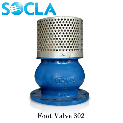 SOCLA Foot Valve 302 ,Cast Iron Body Galvanized Strainer Flanged ,PN10 Size 5 Inch.