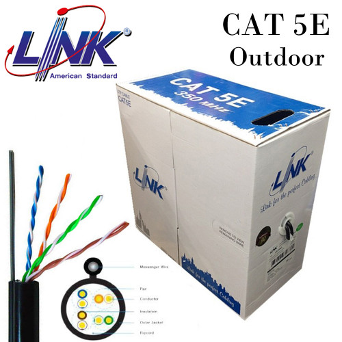 LINK CAT 5E UTP,PE OUTDOOR with Drop Wire Single jacket 305 m./Reel