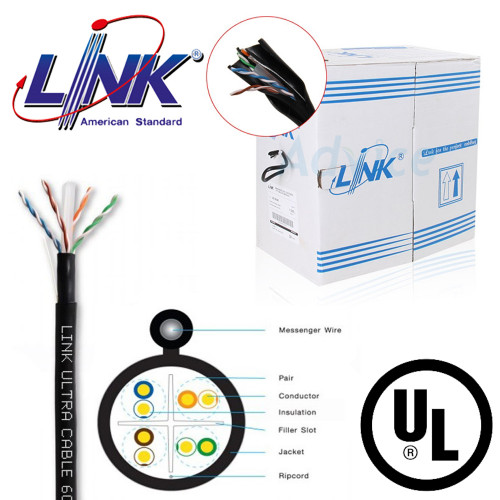 LINK LAN UTP PE Outdoor Double jacket CAT 6 with Drop wire 305 m./Reel ,23 AWG Model. US-9106MD