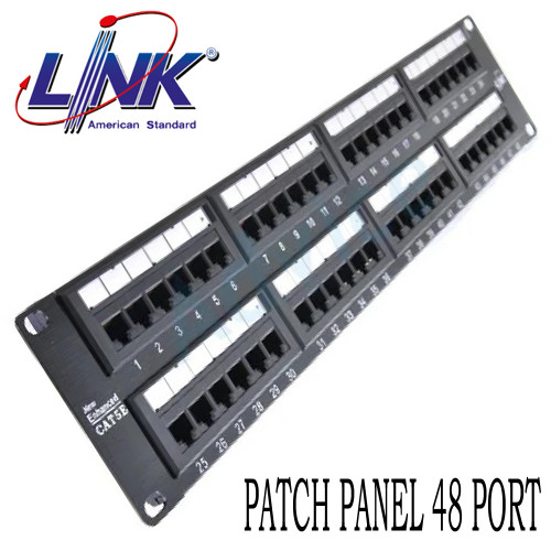 LINK CAT 5E แผงกระจายสาย PATCH PANEL 48 PORT (2U) with Support Model. US-3048