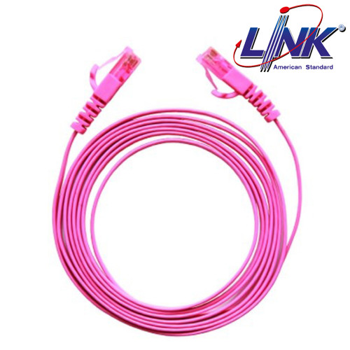 LINK CAT 5E Cable FLAT PATCH CORD สีชมพูสด (Star Pink) Model. US-5041-7  ยาว 1 เมตร