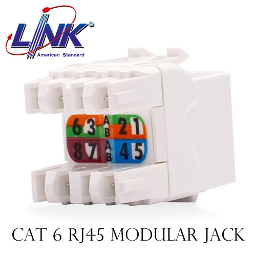 LINK CAT 6 RJ45 Modular JACK, Slim, สีขาว (ตัวเมีย CAT6 รุ่นสลิม มีฝาครอบ) Model. US-1006SL