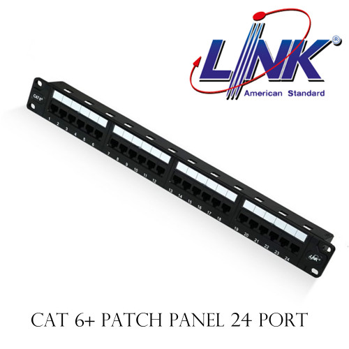 LINK CAT 6+ PATCH PANEL 24 PORT (1U) with Management, Dust Cover, Label Model. US-3124A