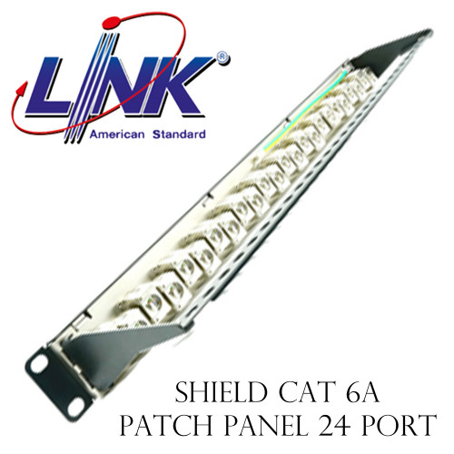 LINK Shield CAT 6A PATCH PANEL 24 Port, Auto Shutter with Cable Management Model. US-3324S