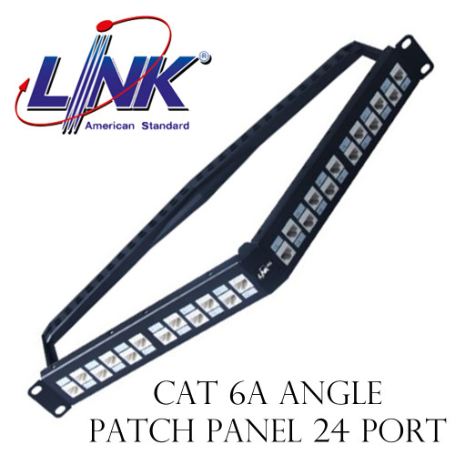 LINK CAT 6A ANGLE PATCH PANEL 24 PORT, Slim Jack Model. US-3224SL