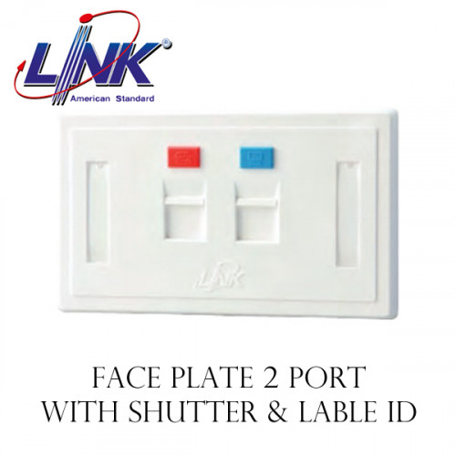 LINK FACE PLATE 2 PORT With Shutter & Lable ID Model. US-2122A