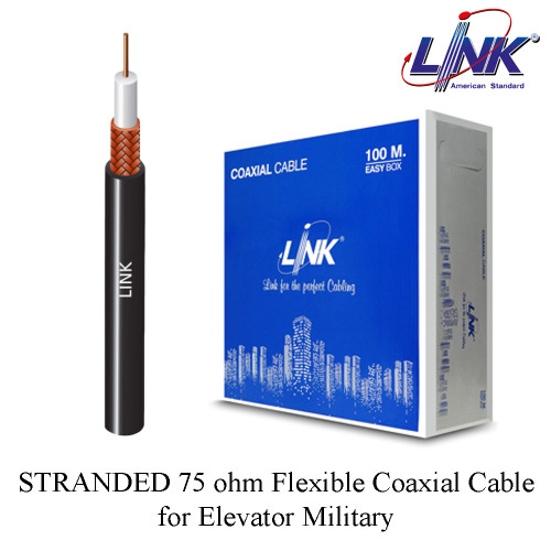 LINK STRANDED 75 ohm Flexible Coaxial Cable for Elevator Military Model. CB-0104F 100 m.