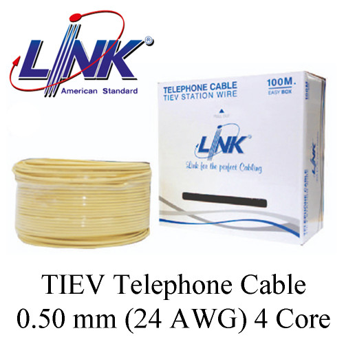 LINK TIEV Telephone Cable 0.50 mm (24 AWG) 4 Core Model. UL-1024 100 m.