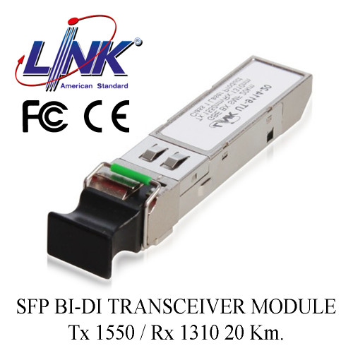 LINK  SFP BI-DI TRANSCEIVER MODULE, Tx 1550 / Rx 1310 20 Km. Model. UT-9114WD-20