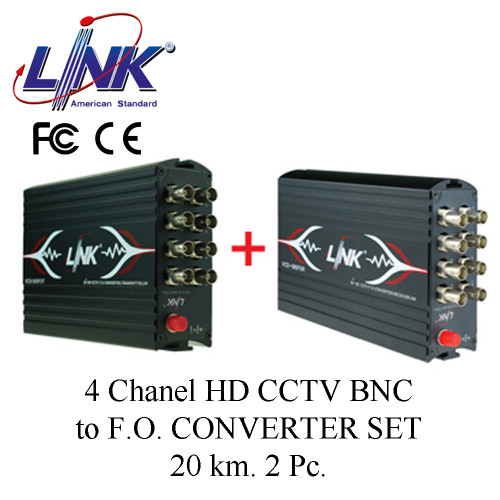 LINK 4 Chanel HD CCTV BNC to F.O. CONVERTER SET 20 km. 2 Pc. Model. VCD-042SET