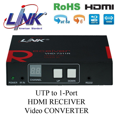 LINK UTP to 1-Port HDMI RECEIVER Video CONVERTER Model. VHD-7311R