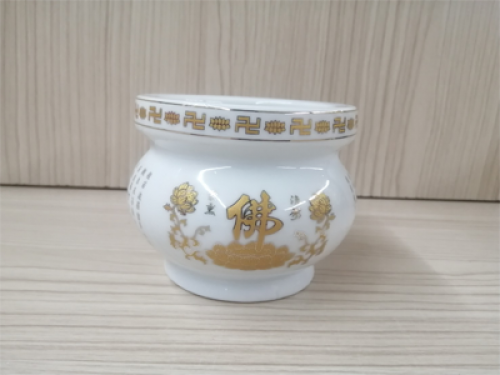 กระถางธูป สีขาว ลายฮุก 4 นิ้ว