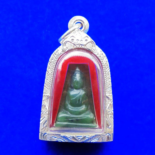 พระหินหยกแกะ พิมพ์พระผงสุพรรณ วัดธรรมมงคล สร้างโดยพระอาจารย์วิริยังค์ ปี 2536 ตลับเงิน สวยหายาก 1