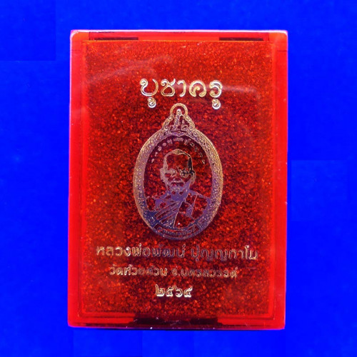 เหรียญรุ่นบูชาครู หลวงพ่อพัฒน์ วัดห้วยด้วน เนื้อมหาชนวน ลงยาสีเขียว-แดง ลงยาสีจีวร ปี 2563 เลข 484 2