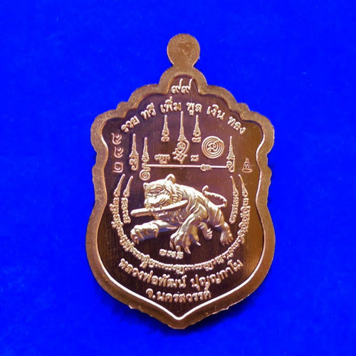 เหรียญเสมาพยัคฆ์คุ้มครอง หลวงพ่อพัฒน์ วัดห้วยด้วน เนื้อทองแดงลงยา หน้ากาก ปี 2564 เลข 288 2