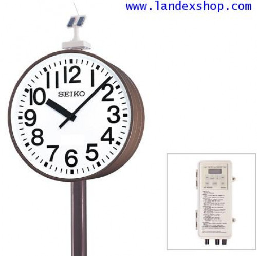 GNSS SYNCHRONIZATION SOLAR-POWERED OUTDOOR CLOCK, Double-faced Pole Type QFC-785GNS