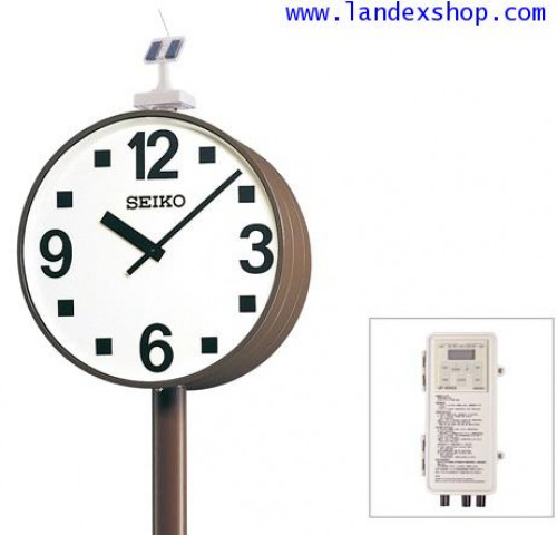 GNSS SYNCHRONIZATION SOLAR-POWERED OUTDOOR CLOCK, Double-faced Pole Type QFC-789GNS