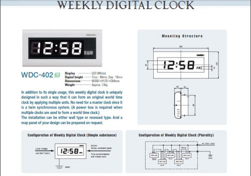WDC-402 นาฬิกา LED Seiko สำหรับ จัดชุดเป็น ระบบนาฬิกาโลก 2