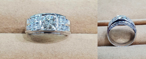 แหวนเพชร แหวนแต่งงาน แหวนหมั้น ทองคำขาว เม็ดกลาง GIA น้ำหนัก 1.15 กะรัต น้ำ 92 vvs1 3ex none เม็ดข้า