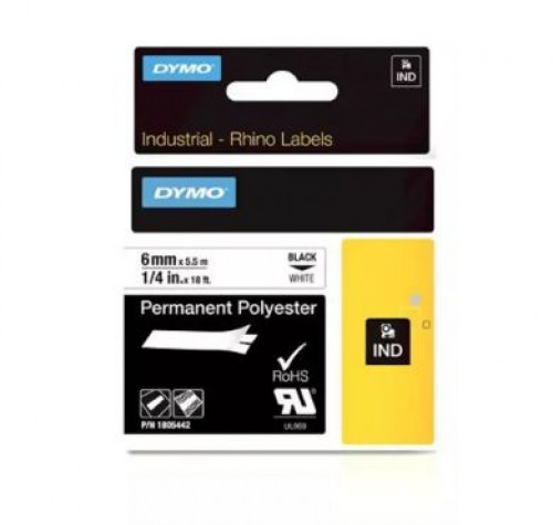 DYMO : DYM1805442* สติ๊กเกอร์พิมพ์ฉลาก Rhino Permanent Adhesive Polyester Label Tape 1/4 Inch.