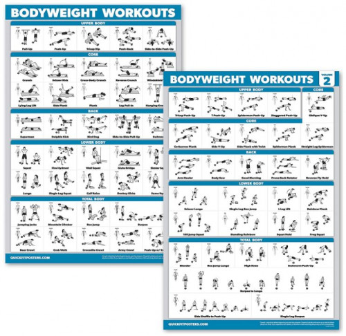 QuickFit : QKFBDW2P* โปสเตอร์ QuickFit Bodyweight Workout Exercise Poster Set
