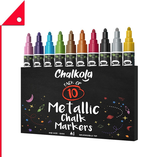 Chalkola : CKLAMZ001* ชอล์กมาร์คเกอร์ Metallic Chalk Markers 10 Color