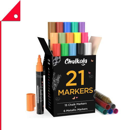 Chalkola : CKLCKL-21* ชอล์กมาร์คเกอร์ Chalk Markers & Metallic Colors Pack of 21