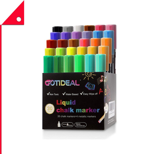 GOTIDEAL : GTDFL-001 ชอล์กมาร์คเกอร์ Liquid Chalk Markers, 30 colors