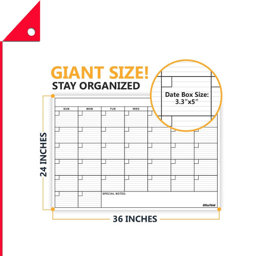 OfficeThink OFTOT01* ปฏิทินติดผนัง Jumbo Dry Erase Laminated Wall