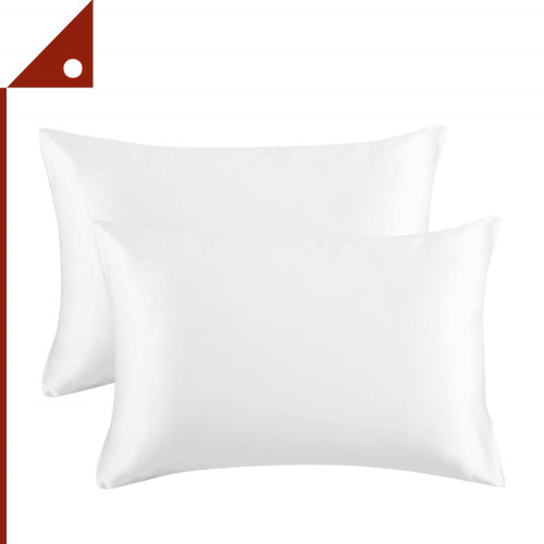 Bedsure : BDSPLC20X30W* ปลอกหมอน Satin Pillowcase 20x30 Inch Set of 2, Pure White