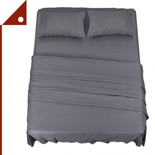 Utopia : UTPUB0249* ชุดผ้าปูที่นอน Bedding Bed Sheet Set - 4 Piece Full Size, Grey