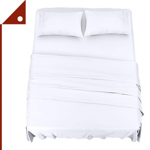 Utopia : UTPUB0253* ชุดผ้าปูที่นอน Bedding Bed Sheet Set - 4 Piece Full Size, White