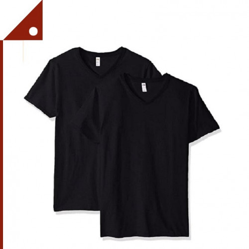 Fruit of the Loom : FOLMVNBL* เสื้อยืดชายคอวี Men's Lightweight Cotton Tees, V-Neck Black,  2-pk.